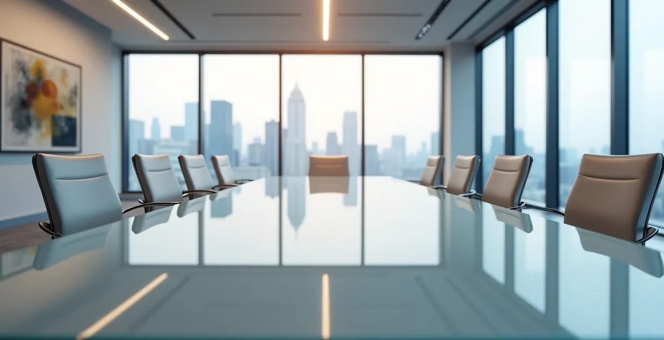 Espace de bureau épuré pour négociation professionnelle